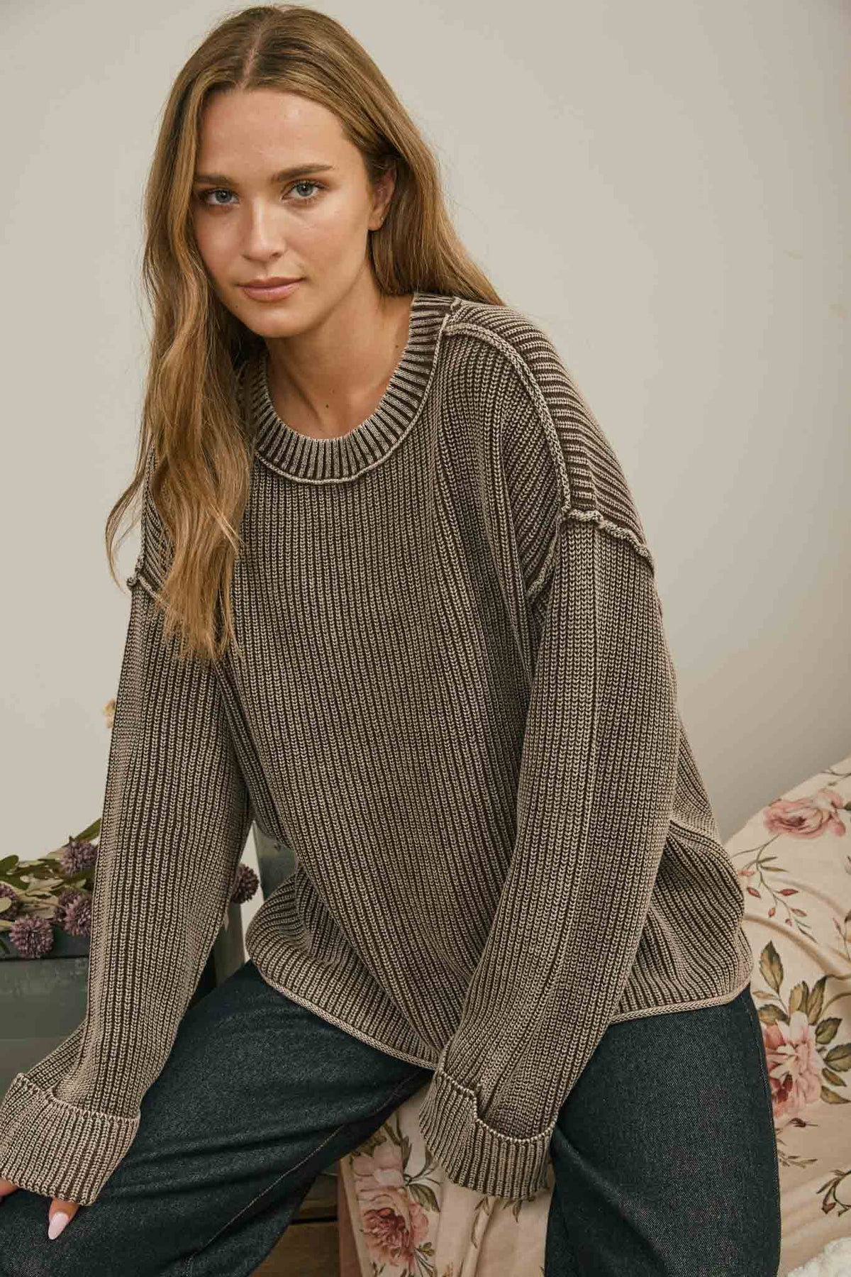 Knit To Be (Dk Brn) Cotton Sweater
