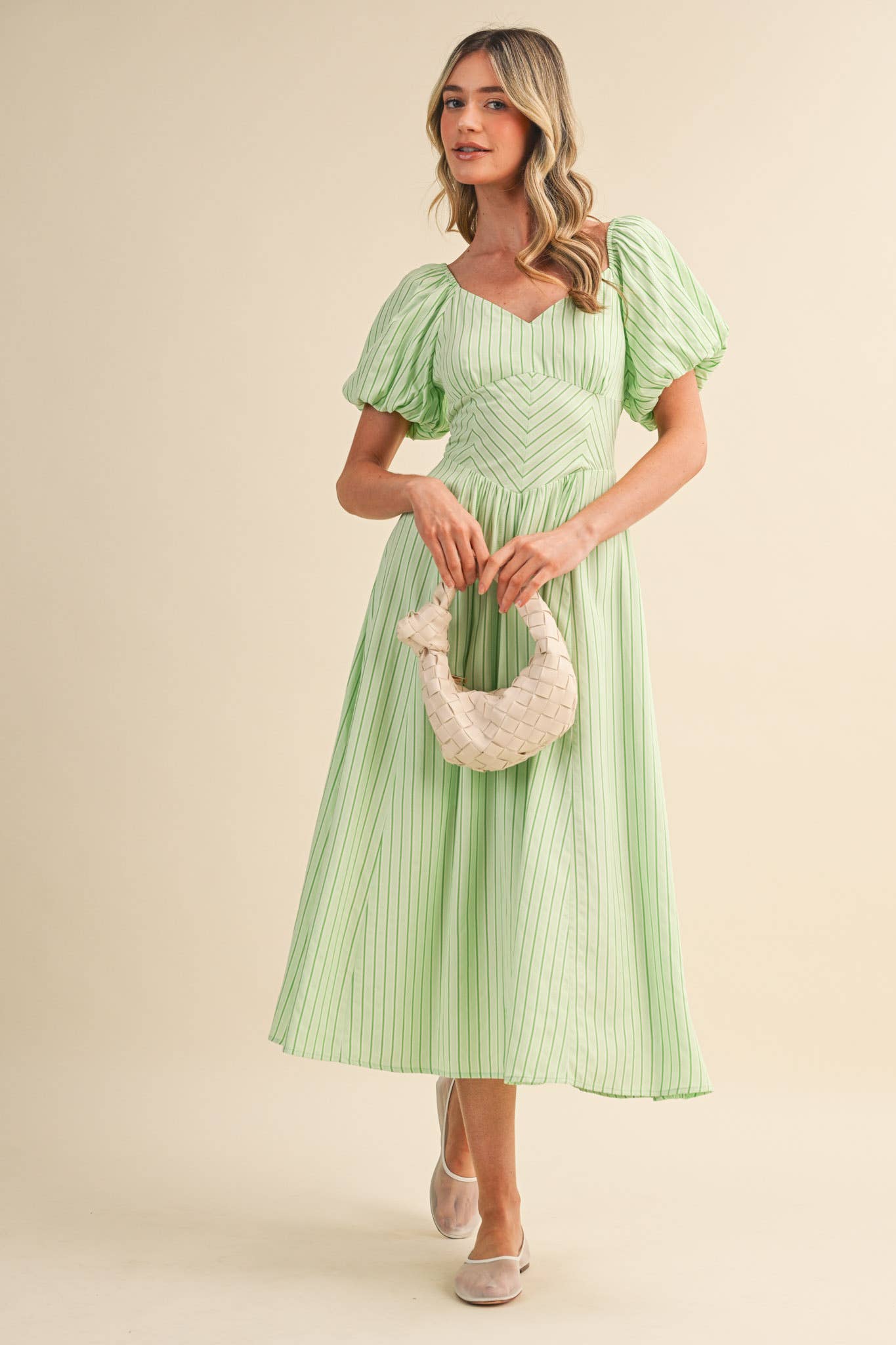 Simply Smitten (Mint) Striped Midi Dress