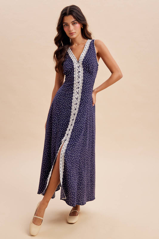 Connect The Dots Button Front Maxi Dress