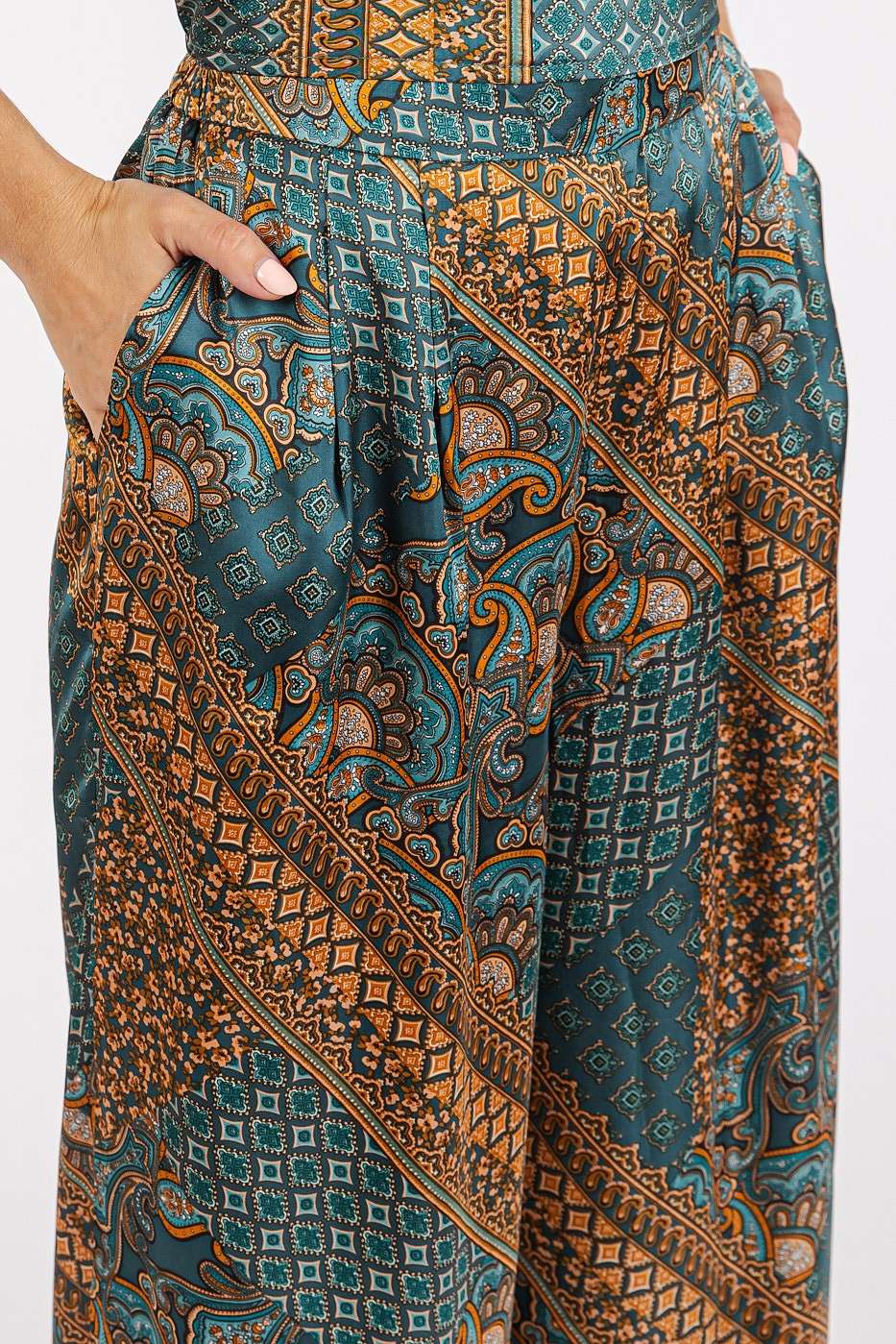 Paisley Perfection Satin Wide Leg Pants