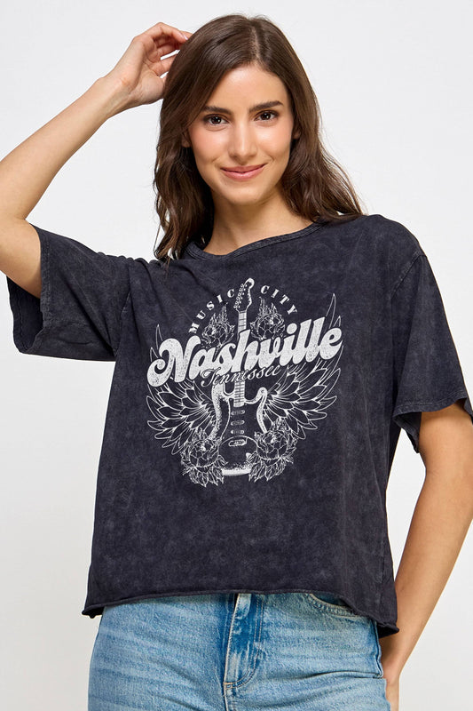 Nashville Mineral Wash Long Crop Tee