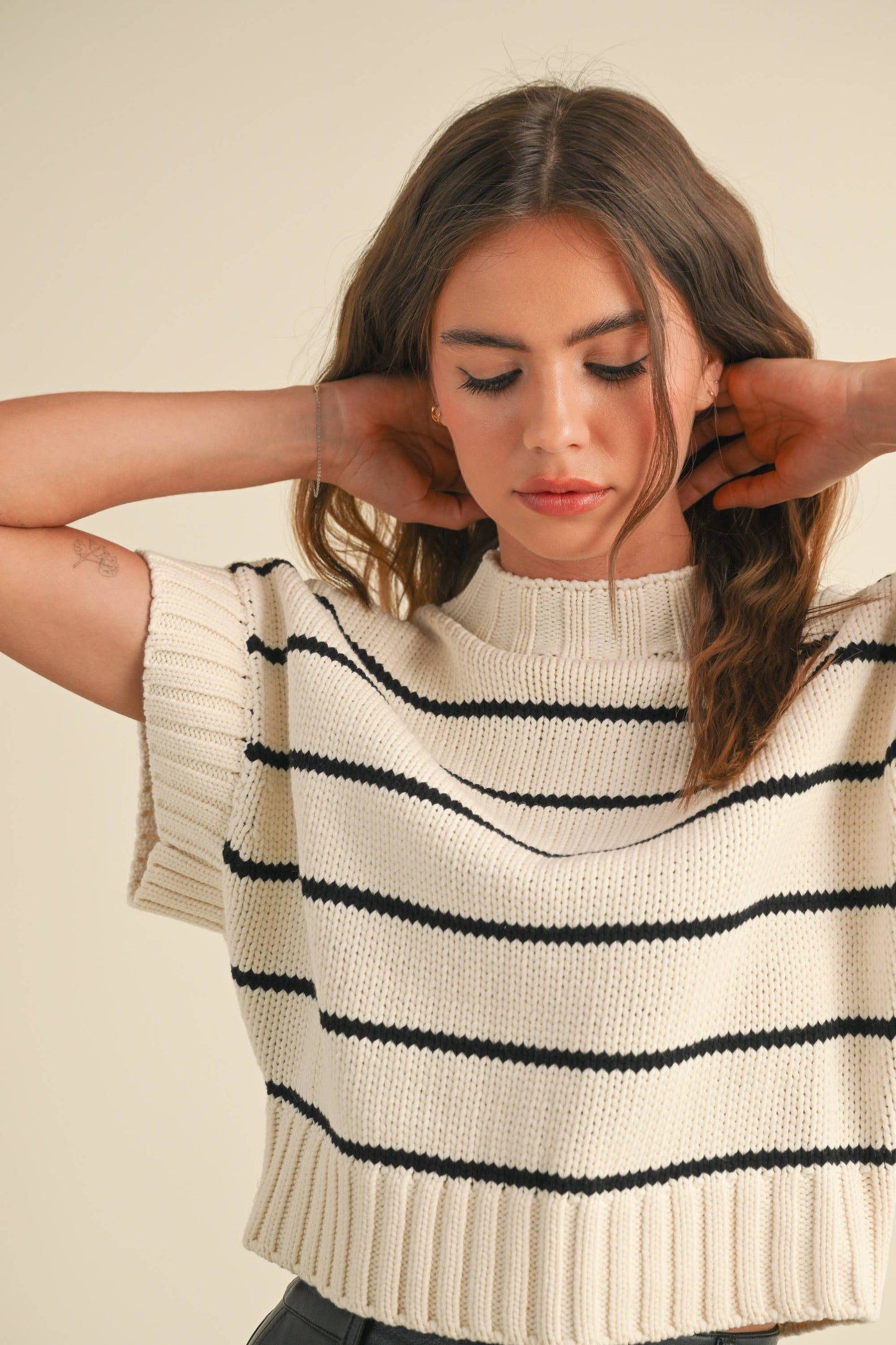 Last Line (Ivory/Black) Stripe SS Sweater