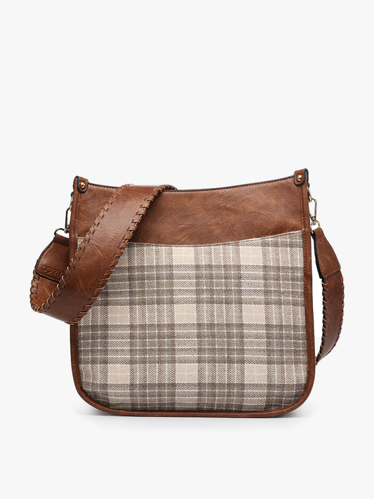 Chloe (Brown) Plaid Crossbody w/Guitar Strap