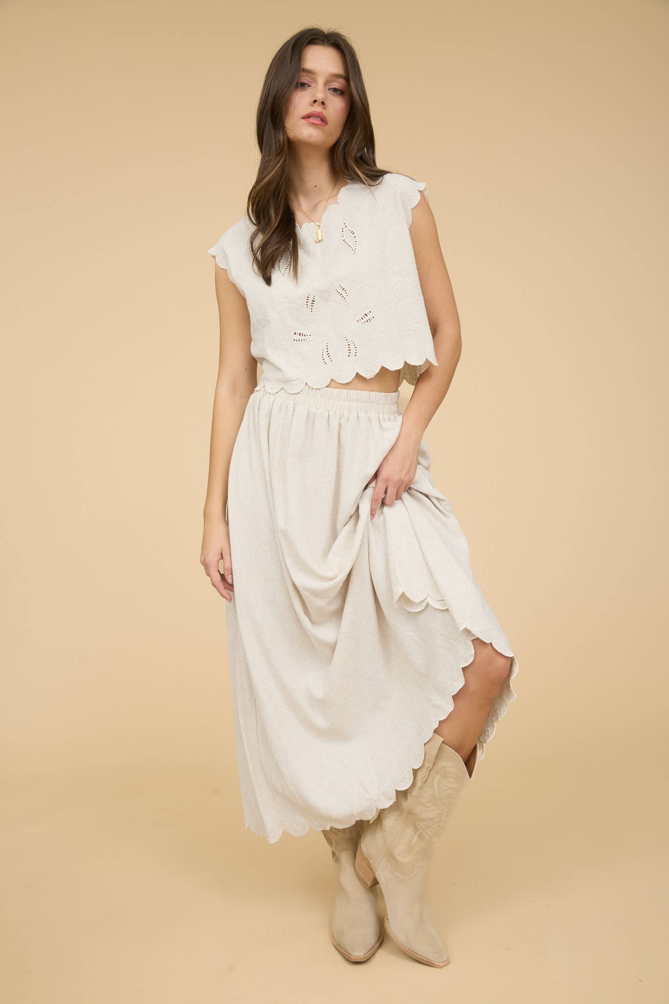 Enchanted Flow Scallop Hem Skirt