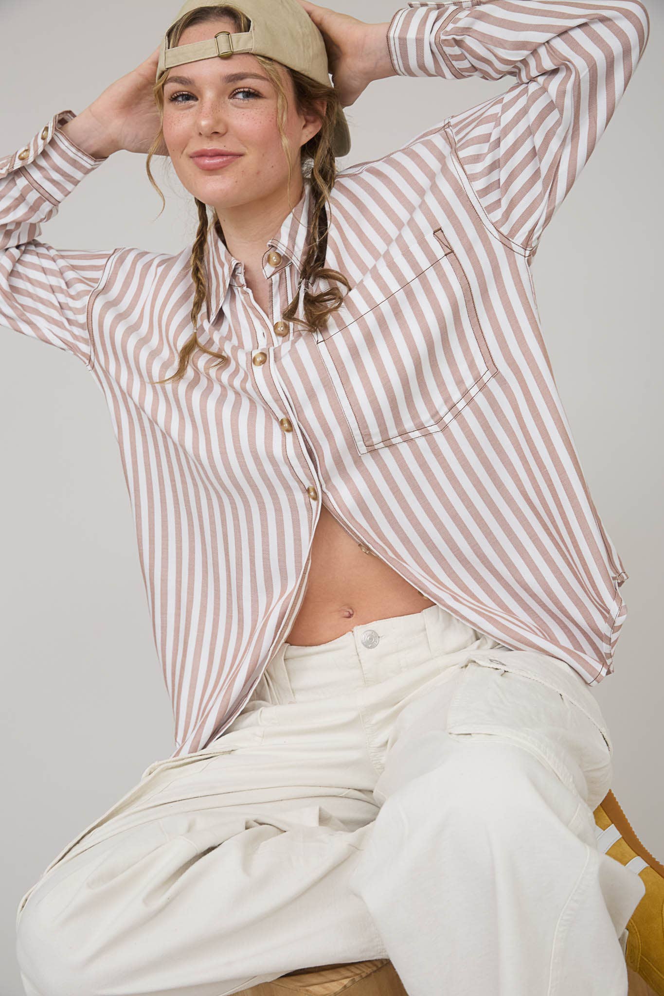 Striking Stripes (Brown) Button Down Shirt