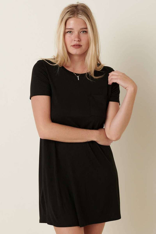Not So Basic (Black) Pocket Tee Dress