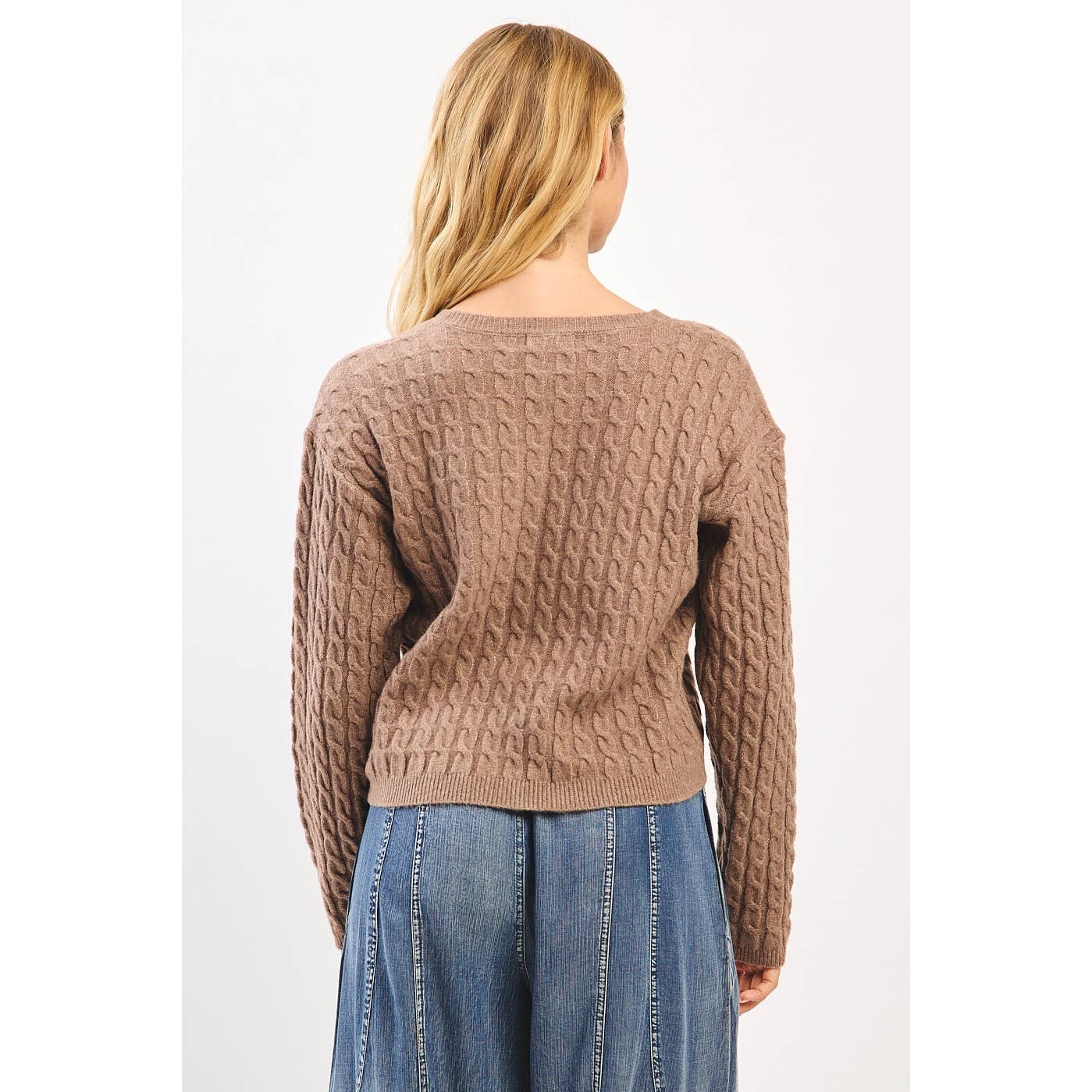 Wrapped Up (Mocha) Cable Knit Cardigan