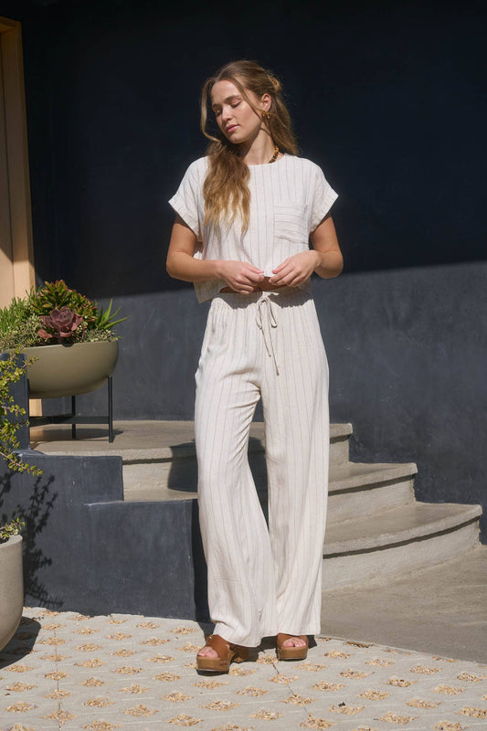 Open Horizon Pinstripe Wide Leg Pants