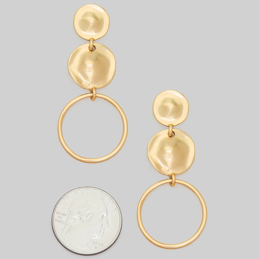 Gold Tiered Circle Drop Earrings