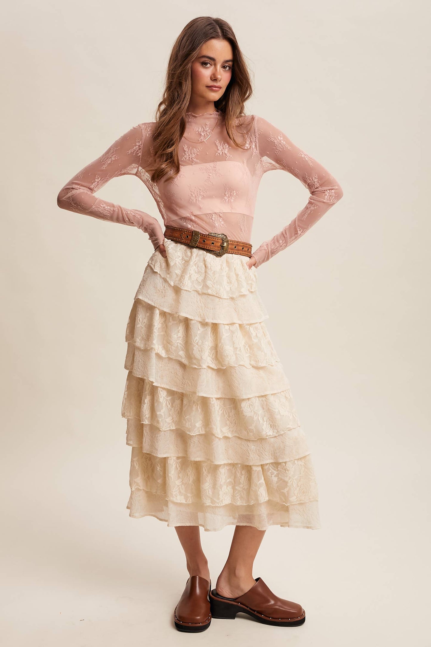 Sheer Elegance (Blush) Lace Layer Top