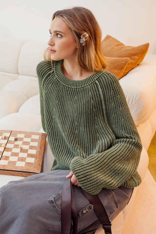 Stay Awhile (Olive) Soft Washed Sweater