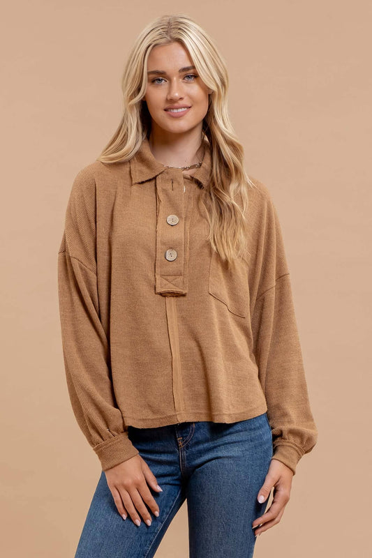 Henley Hills (Almond) Raw Edge Top