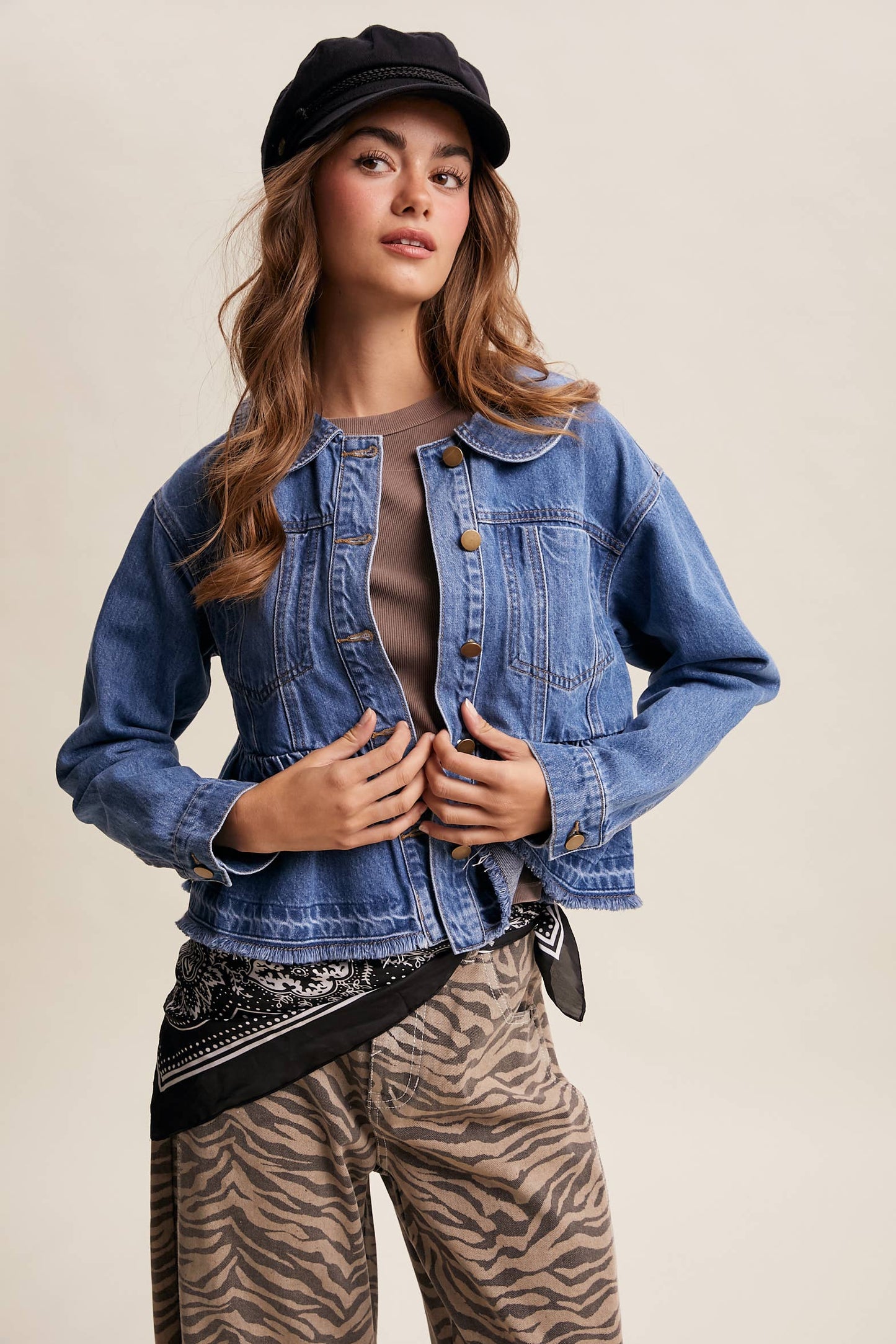 Fresh Look Peplum Hem Denim Jacket