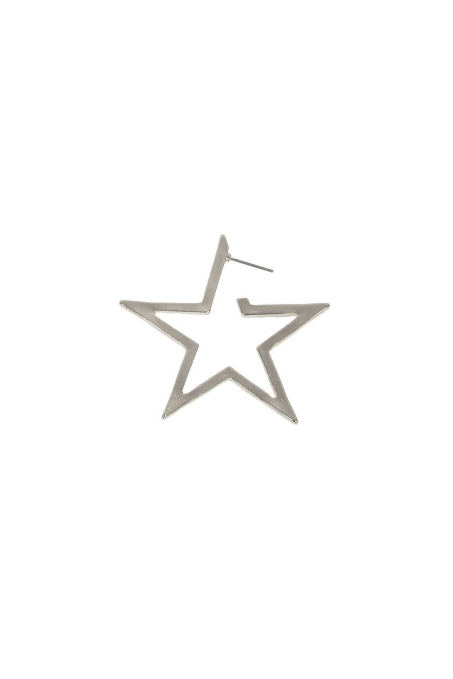 Silver Star Hoop Post Earring