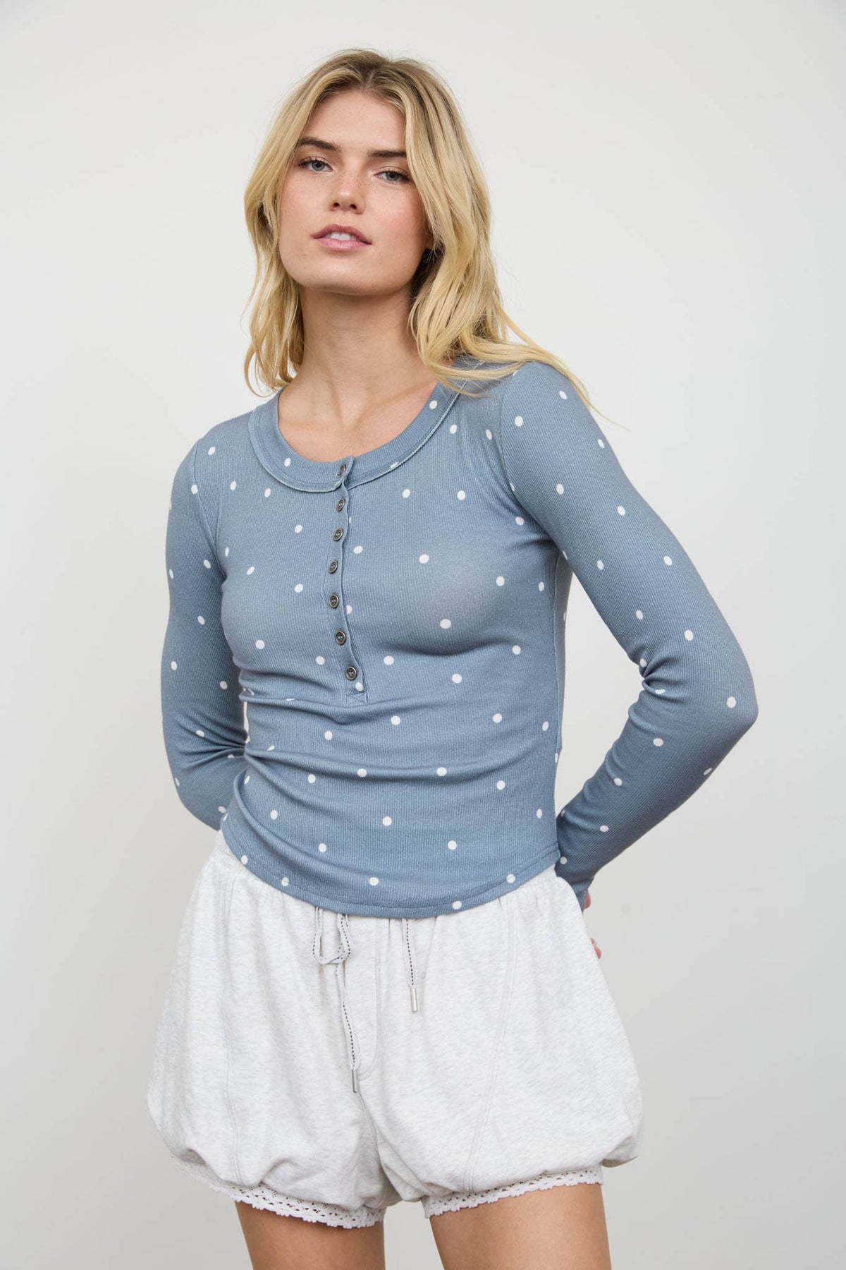 Connect The Dots (Blue) Henley Top