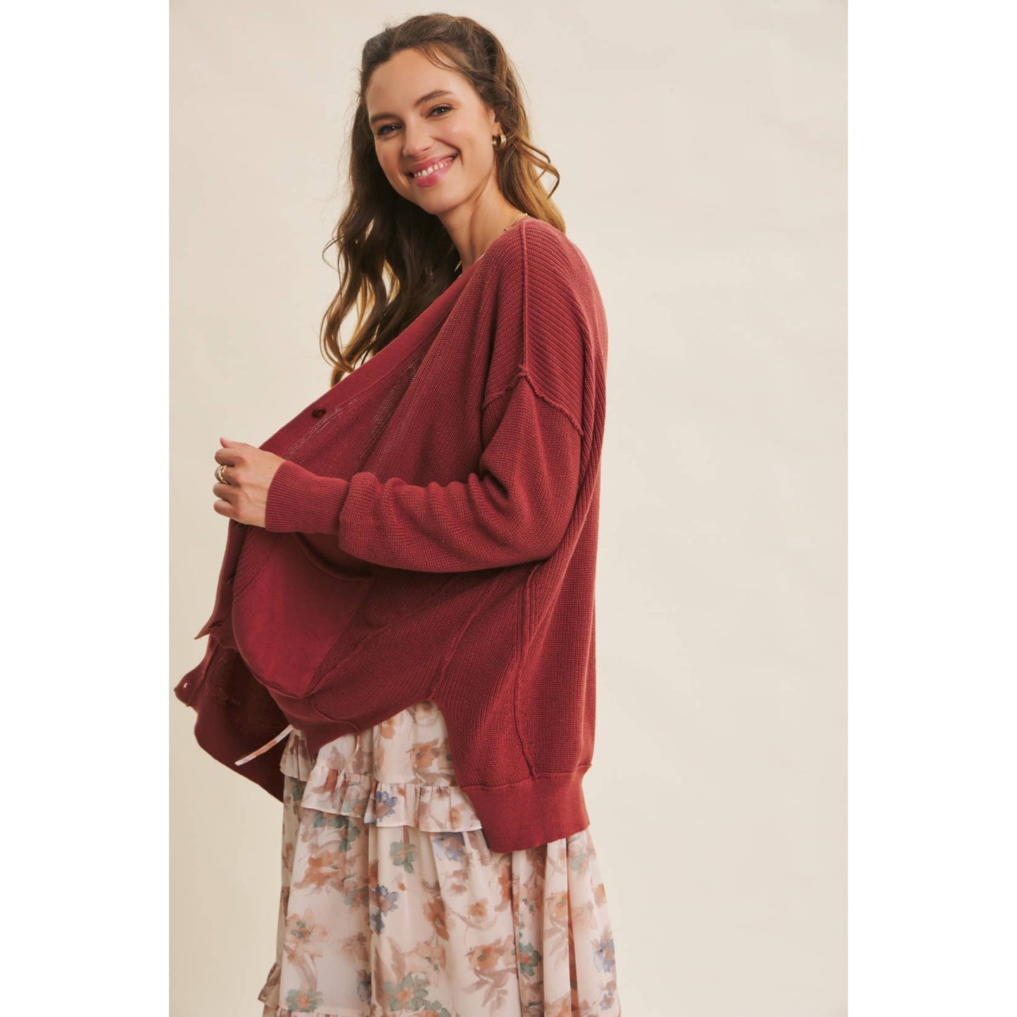 Down To Earth (Redwood) Slouch Cardigan