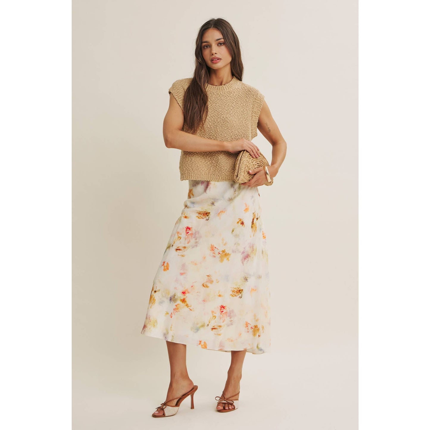 Good Impression Watercolor Midi Skirt