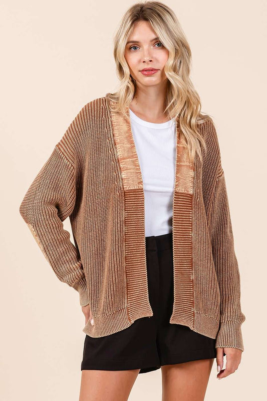 Miles Away (Camel) Mineral Wash Cardigan