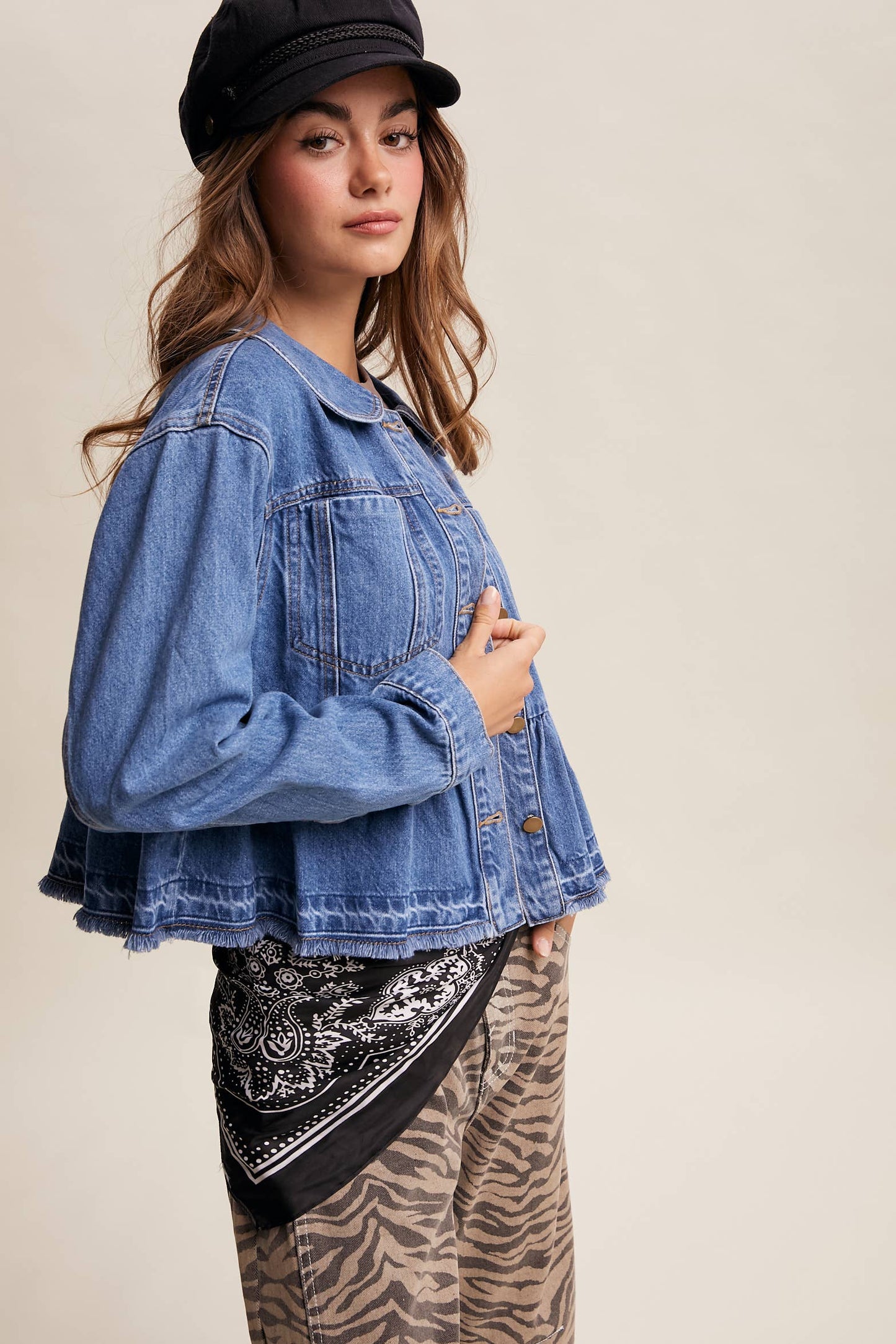 Fresh Look Peplum Hem Denim Jacket