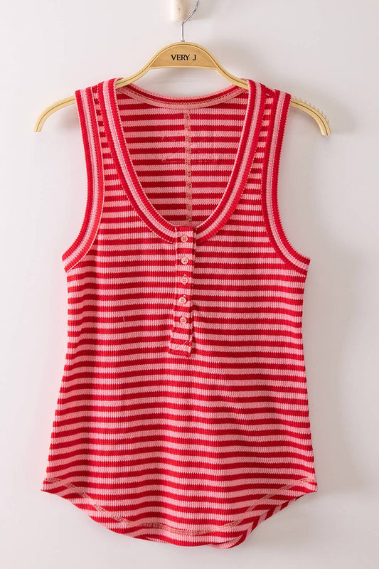On Solid Ground (Red) Stripe Tank