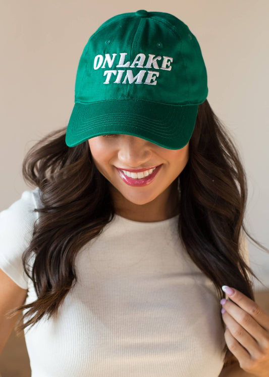 On Lake Time Embroidered Baseball Hat