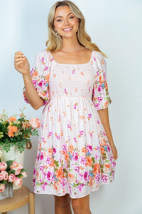 Sitting Pretty PINK Floral Smock Dress