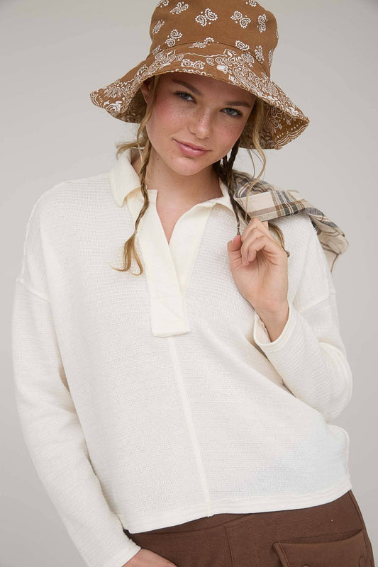 Open Book (Cream) Polo Top