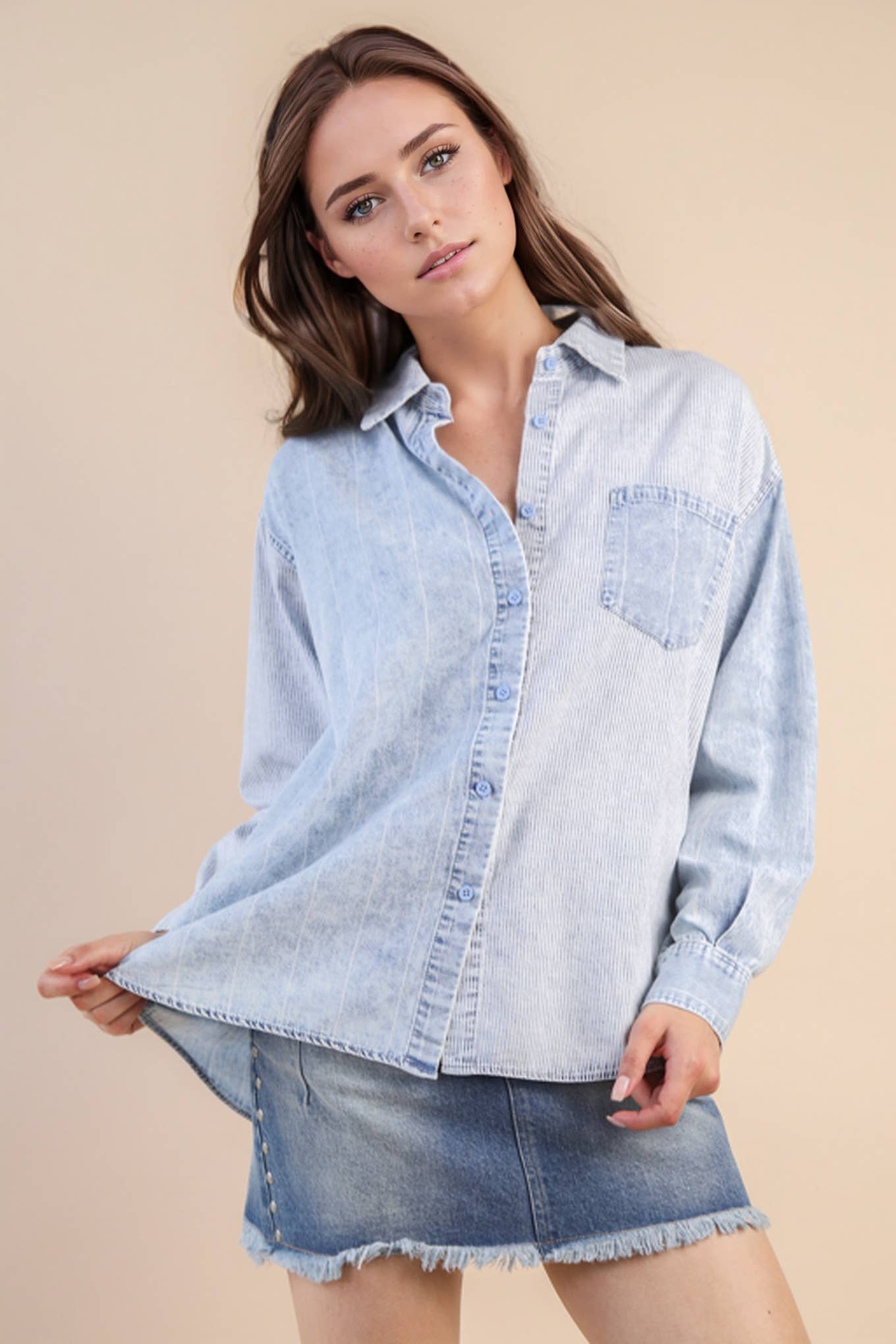 Indigo Sky Mineral Washed Chambray Shirt