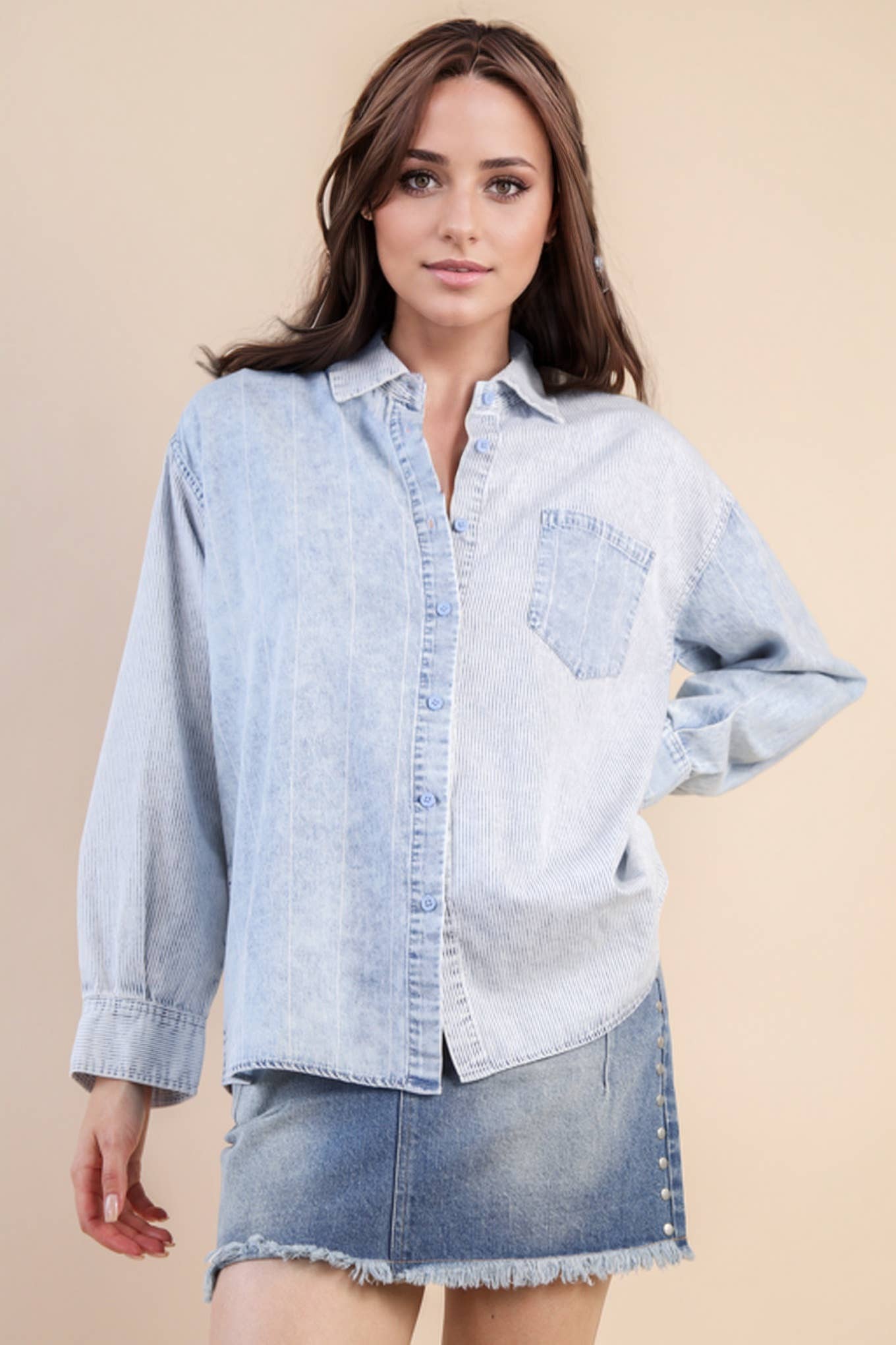 Indigo Sky Mineral Washed Chambray Shirt