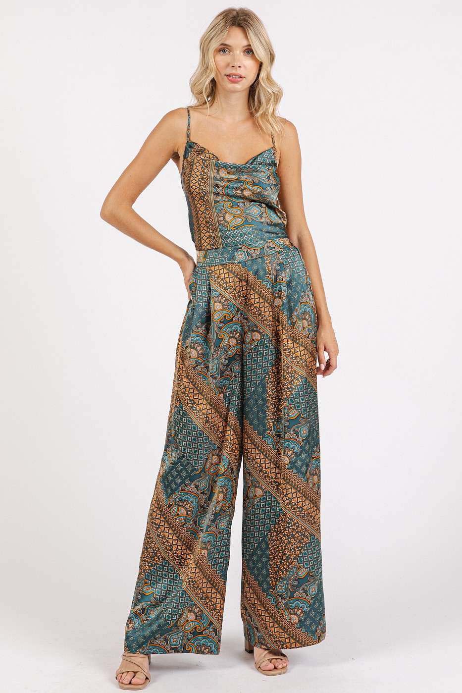 Paisley Perfection Satin Wide Leg Pants