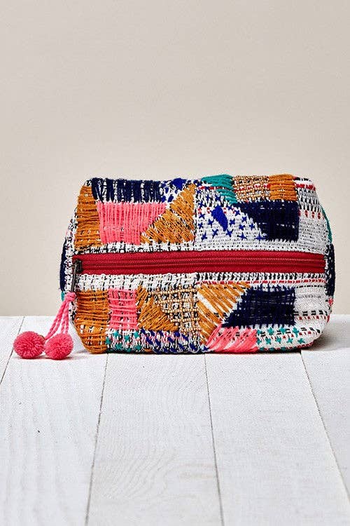 Kantha Quilt Beaded Embroidered Makeup Bag