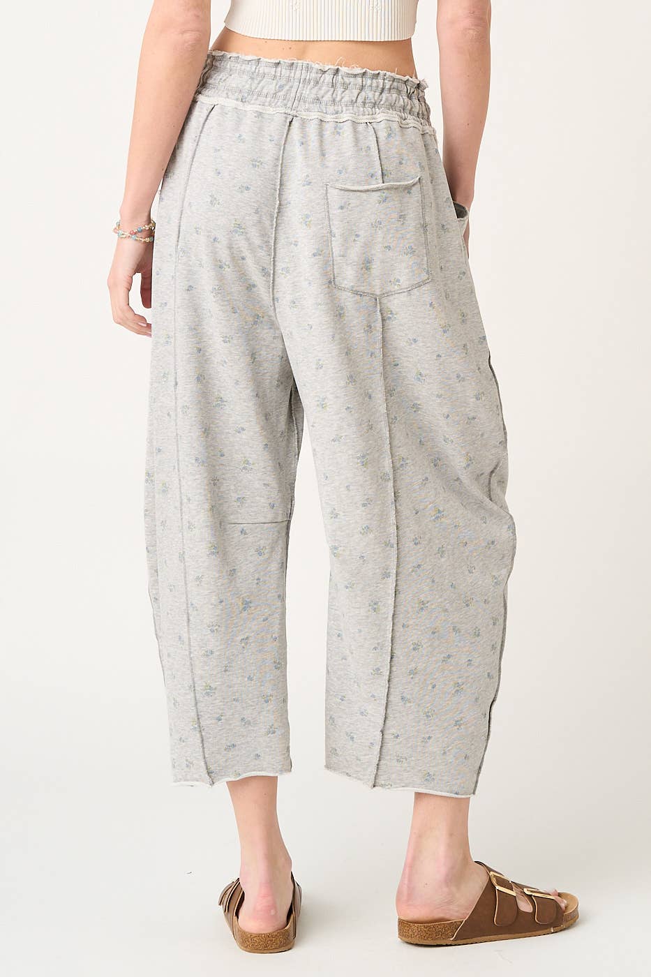 Good Plan (H Grey) Floral Barrel Pants