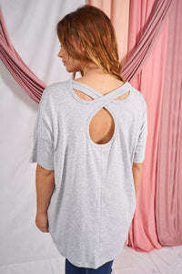 Checked In H GREY Open Back Top