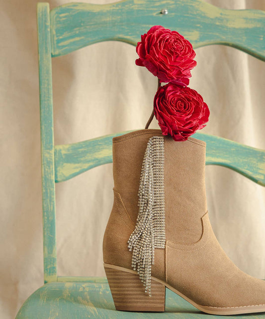 The Rowan Rhinestone Fringe Bootie