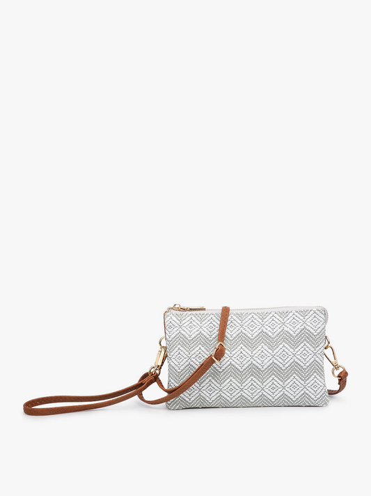 Riley (Grey) Woven Diamond Pattern Crossbody