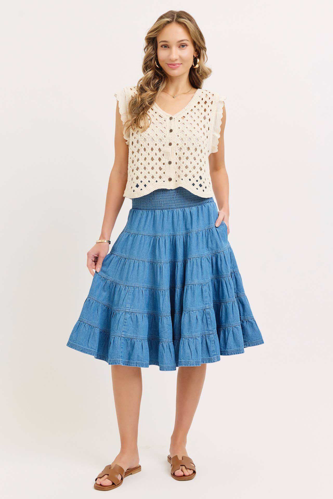 Open Mind Crochet Button Front Top