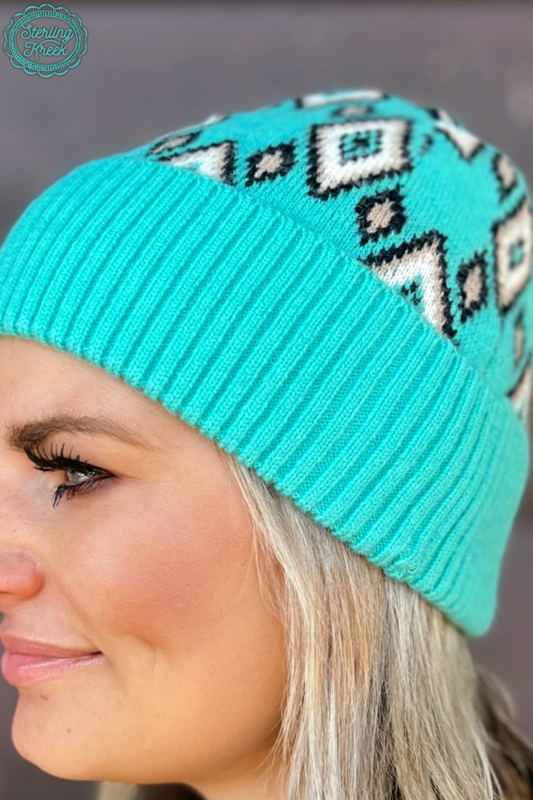 Break The Ice (Turquoise) Aztec Beanie