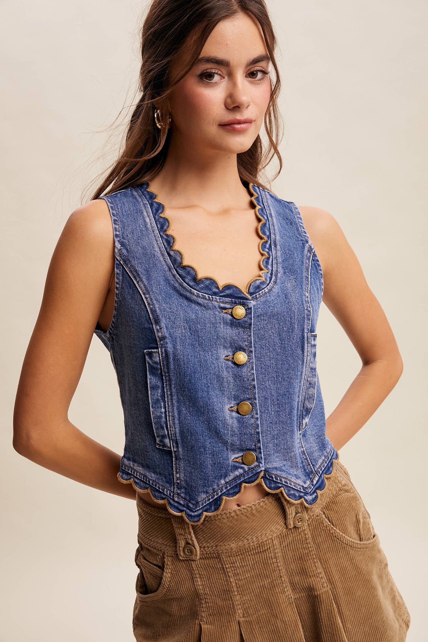 She’s From Texas Scallop Denim Vest