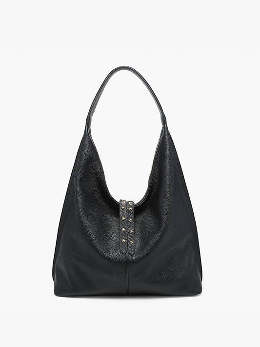 Tori (Black) Slouchy Hobo w/ Studded Tassels