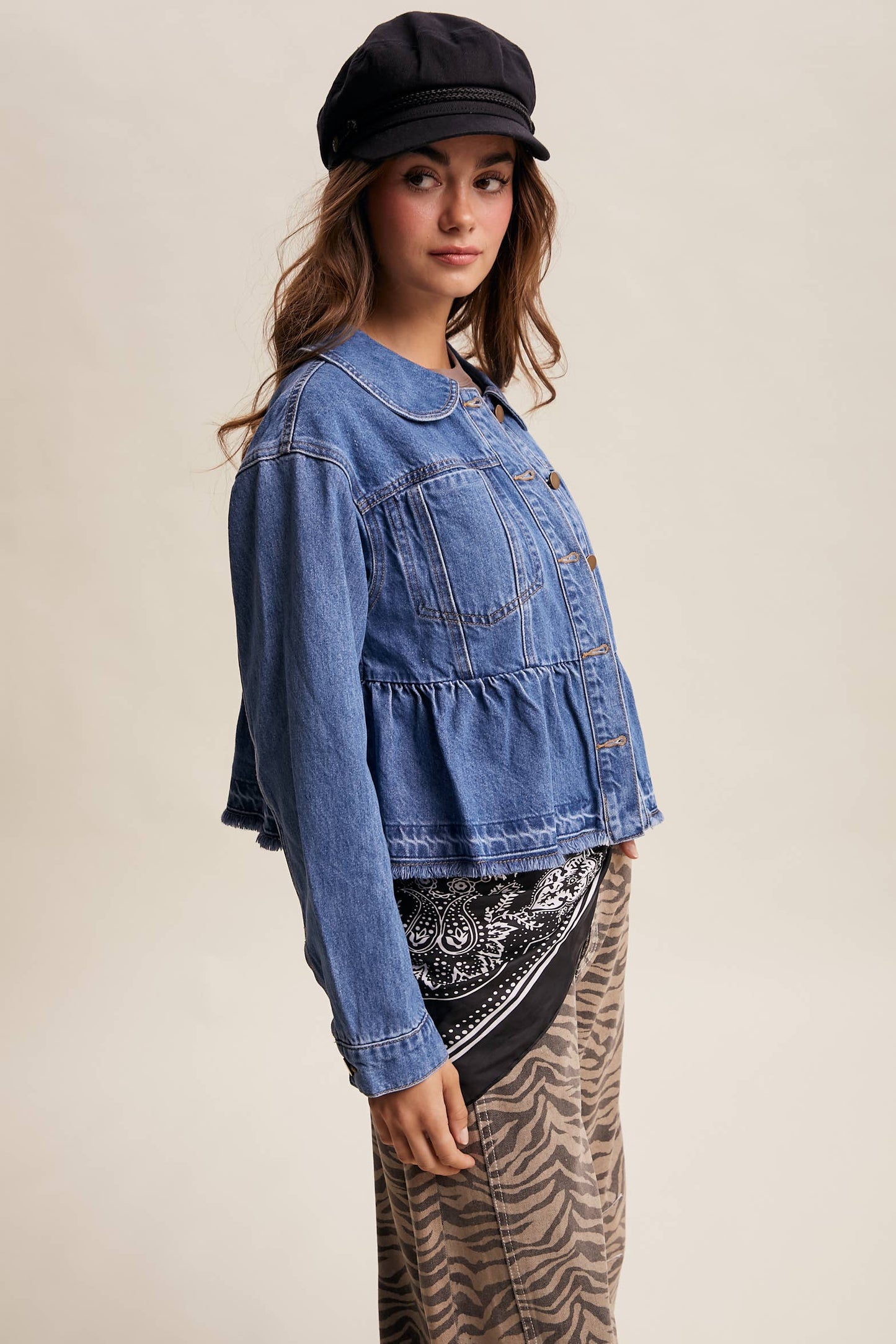 Fresh Look Peplum Hem Denim Jacket