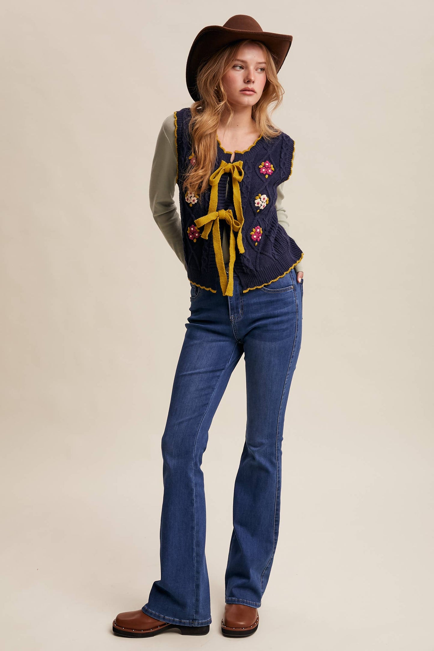 Vintage Views (Navy) Embroidered Vest