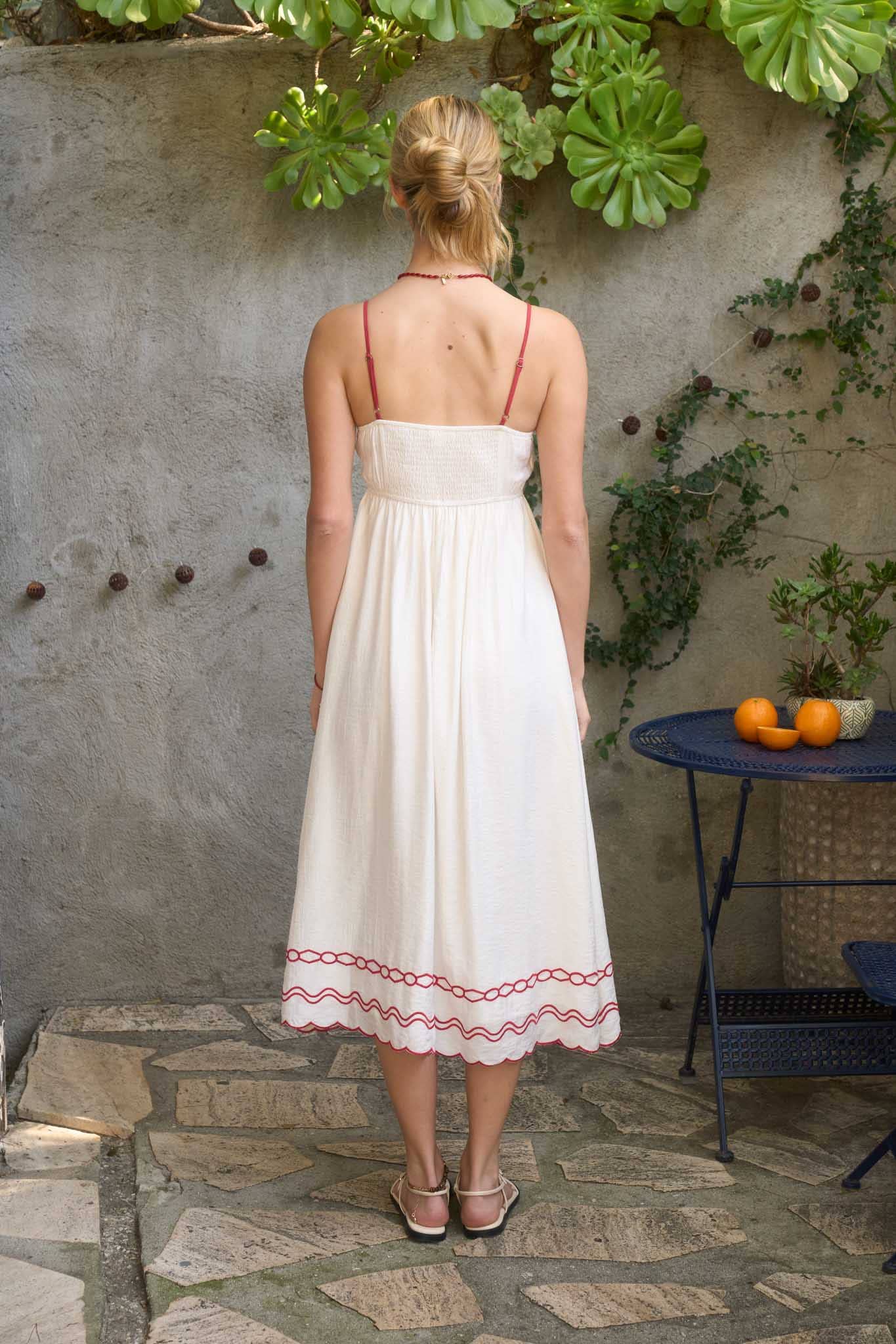 Effortlessly Pretty Embroidered Scallop Dress