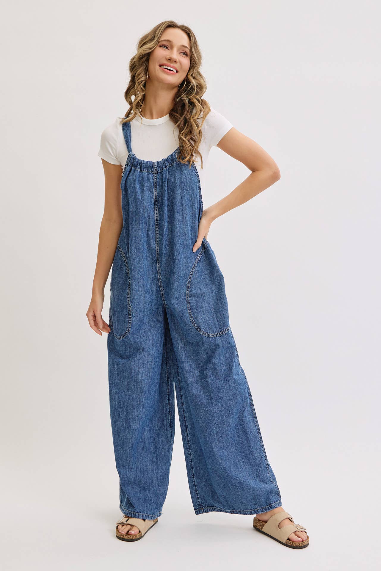 Knot Worried Tie Back Denim Overalls
