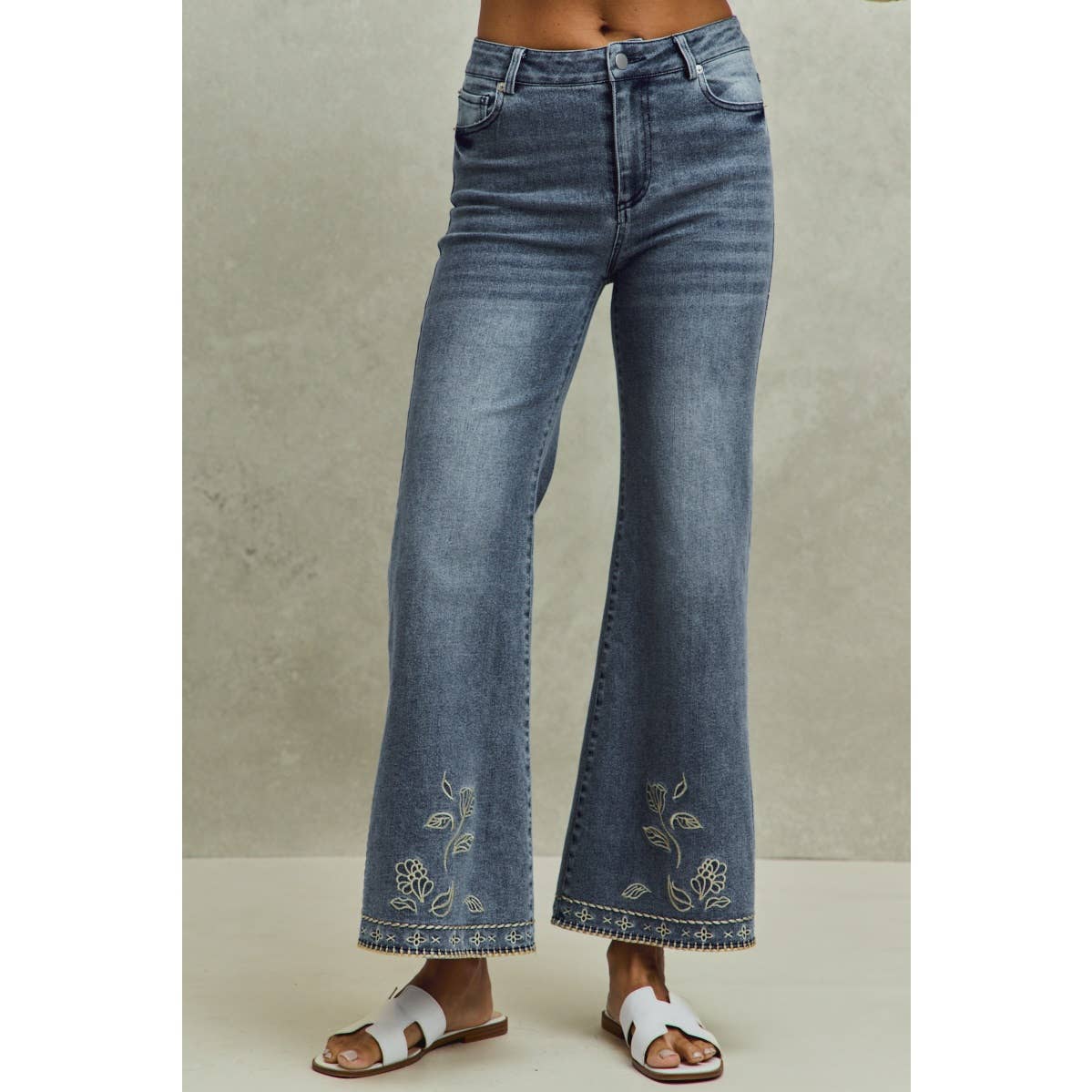 Leafy Dreams Embroidered Flare Jeans