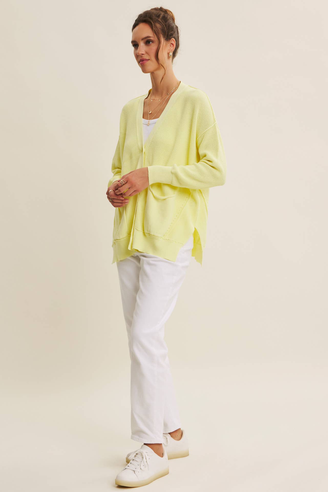 Down To Earth (Lemon) Slouchy Cardigan