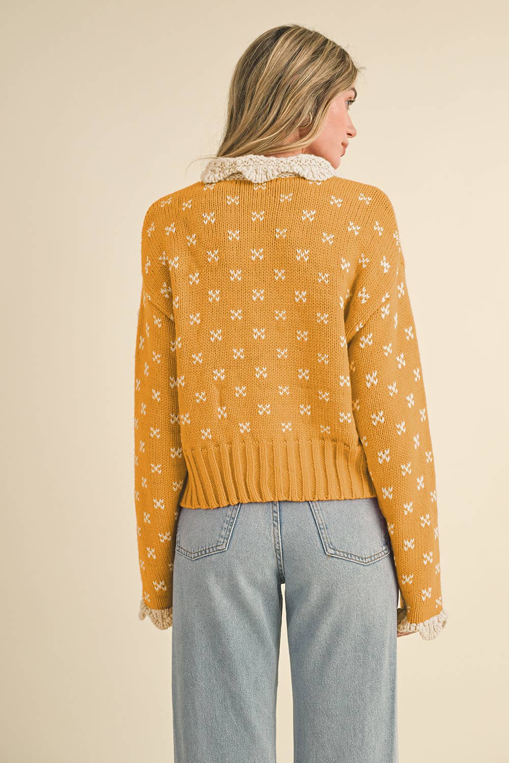 Fall Doll (Mustard) Doll Collar Cardigan