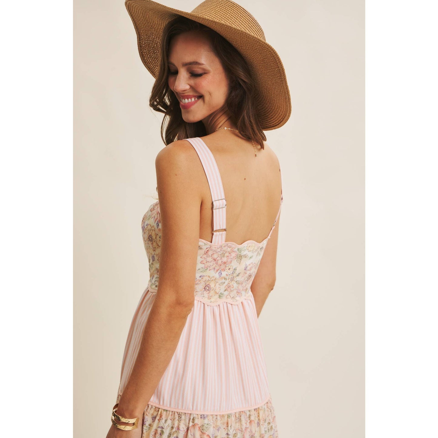 Dreamy Day (Pink) Floral & Stripe Dress