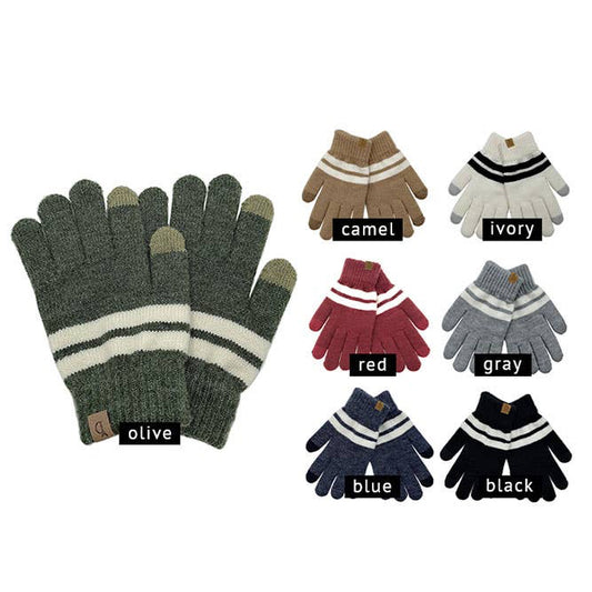 Super Soft Striped Knit Touch Gloves