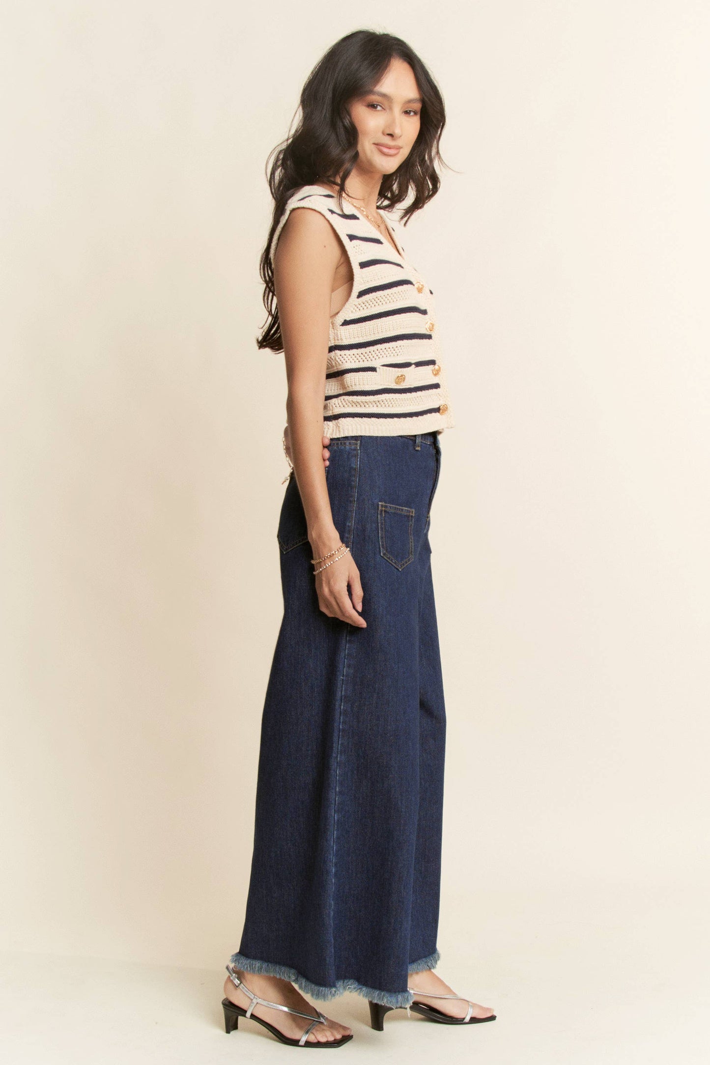 Bon Voyage (Navy/Wh) Stripe Knit Vest
