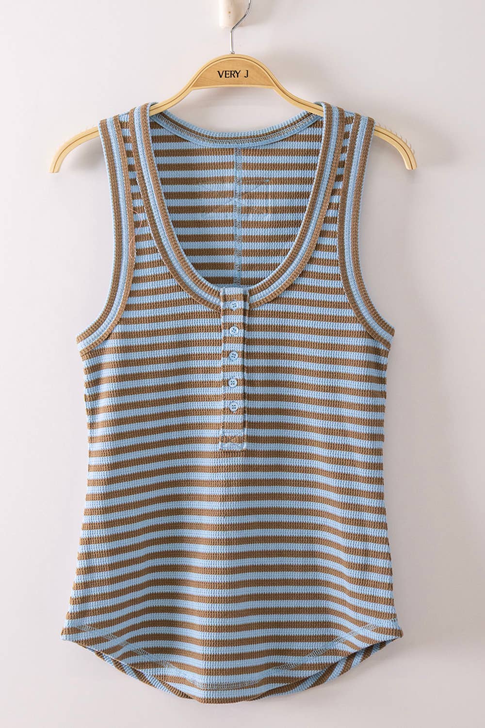 On Solid Ground (Sky/Mocha) Stripe Tank